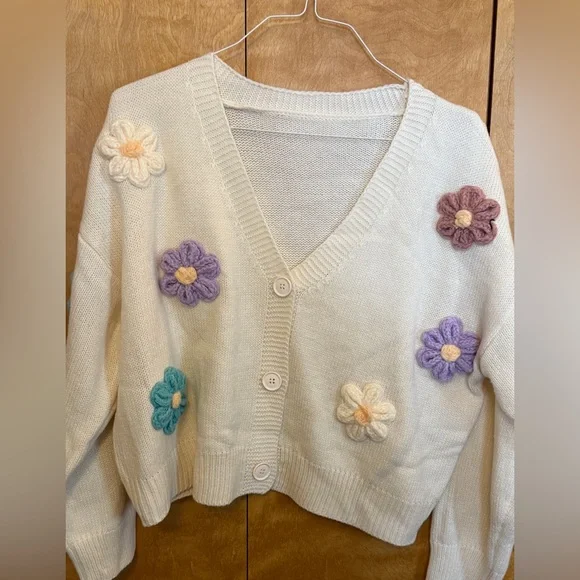 3D Flower Appliqué Cardigan - Picture 3 of 6